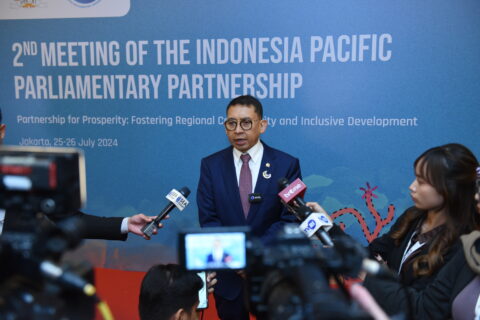 Ketua Badan Kerja Sama Antar Parlemen BKSAP DPR RI Fadli Zon di sela sela perhelatan Sidang ke 2 I20240729071131