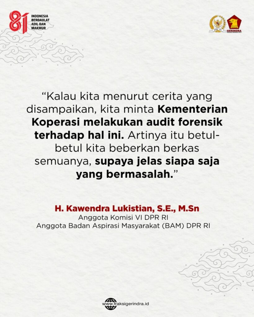 FRAKSI GERINDRA | Website Resmi Fraksi Gerindra DPR-RI 58 Kawendra